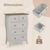 98cm Farmhouse Chest of Drawers Storage Organizer w/ Anti-tipping Kit-Grey