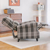 Recliner, Chair Black & Grey Check Linen Armchair w/Adjustable Footrest - Lounge