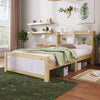 3ft Single Size Bed Single Bed Pine Wooden Kids Bed Frame with Storage Headboard