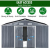 Black Outdoor Lockable Metal Garden Shed Roof Tool Storage Box Room 12x10ft