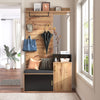 Wardrobe Set with 4 coat Hooks, Mirror, Shoe Cabinet, Wall-mounted Coat Rack