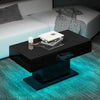 Black High Glos Coffee Table w/ LED Light Rectangular Living Room Modern