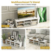TV Stand for TVs up to 55 Inches Wooden 6 Storage Compartments TV Cabinet Table