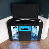 Modern TV Stand Storage Cabinet Unit High Gloss Black with LED Lights 2 Drawers