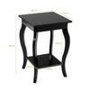 2PCS Accent Table End Table with Curved Legs 2-Tier Open Storage Shelves-Black