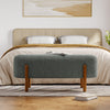 Upholstered Sherpa Long Bench End Of Bed Stool Side Chair Seat with Wood Legs