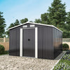Garden Shed Utility Pointed Metal Tool Shed Storage with Foundation Black