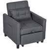 Single Chair Bed, Pull Out Sleeper Chair with Adjustable Backrest, Grey