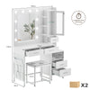 White Dressing VanityTable Makeup Desk with LED Mirror 5Drawers Charging Station