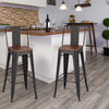 2/4x Retro Breakfast Bar Stool Metal & Wood Dining Chair With Backrest Bistro