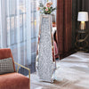 68cm Tall Floor Vase Sparkle Diamond Crushed Crystal Silver Mirrored Floor Vase