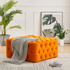 Large Upholstered Chesterfield Footstool Soft Pouffe Fabric Footrest Seat Bench