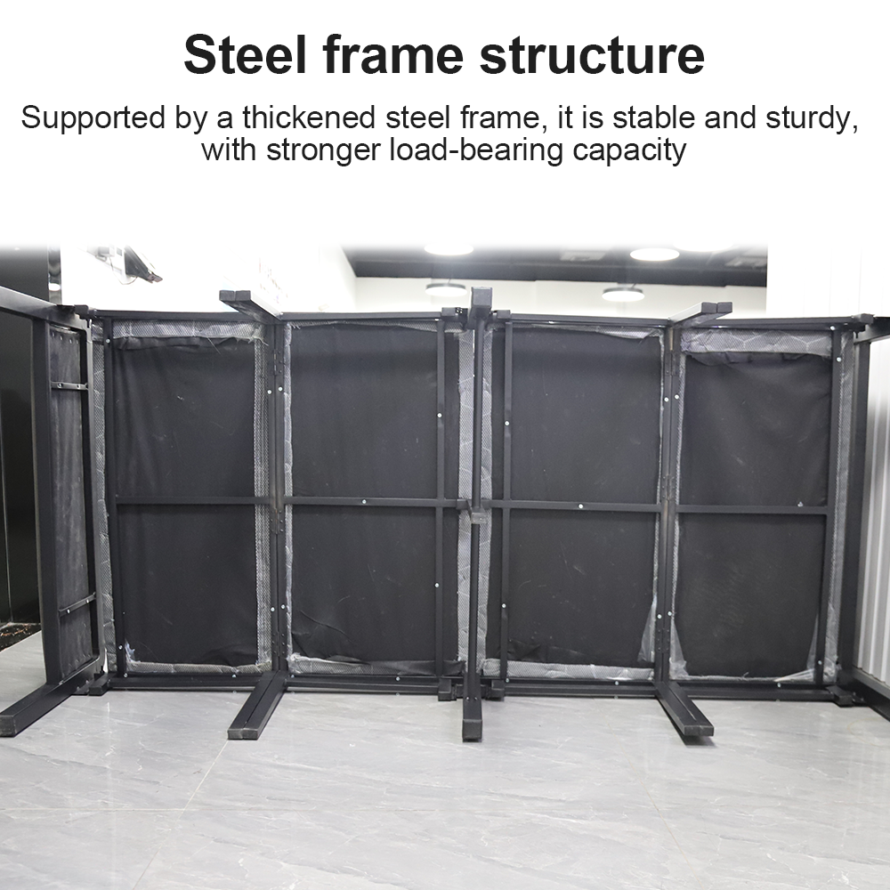 4-Fold Single Guest Bed Padded Small Space Folding Bed Frame Headboard&Footboard