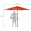 2.7 M Outdoor Patio Umbrella Garden Parasol with Crank Handle &Tilt Adjustment