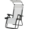 Patio Sun Lounger Recliner Chair Zero Gravity Seat Armchair Canopy Sunshade Tray