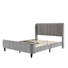 DOUBLE BED FRAME 4FT6 UPHOLSTERED PLATFORM WITH HEADBOARD AND SOLID WOODEN SLATS