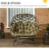 2 Seater Egg Chair Outdoor with Cushion, Cup Pockets - Khaki