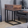 C-shaped End Table Sofa Side/Coffee/Snack Tables Frame Metal w/ Wood Drawer Top