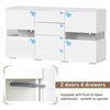 Sideboard Display Cabinet with Drawers Modern LED TV Stand Unit High Gloss White