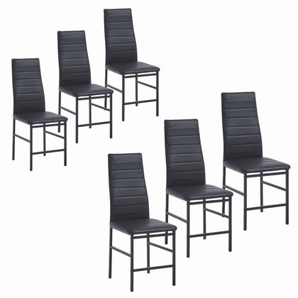 6x Black Faux Leather Padded Seat Dining Chairs Footrest Bar Dining Room Kitchen