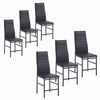 6x Black Faux Leather Padded Seat Dining Chairs Footrest Bar Dining Room Kitchen