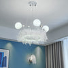 White Feather Chandelier Crystal Pendant Lamp Ceiling Light Living Room Bedroom