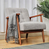 Scandi Solid Wooden Frame Chair Wicker Armchair Tub Sofa Fabric Upholstered Seat