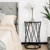 Glass Coffee Table Hexagonal Metal Frame Sofa Side Table Modern Narrow End Table