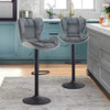 2x Bar Stools Faux Leather Gas Lift Adjustable Pub Chair Frosting Base Swivel