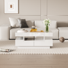 Coffee Table with Storage, 4 Drawers Stylish Side Table with LED Lights, White