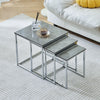 Nest Of 3 Nested Nesting Tables Side End Coffee Table Glass/Wood for Living Room