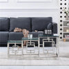 Set of 3 Glass Nesting Coffee Tables Stacking End Side Tables for Living Room