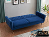3 Seater Sofa Bed Blue Velvet Button Back - Victoria