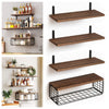 4Pcs Wooden Floating Shelves Wall Mounted Display Unit Shelf Storage Rack Decor