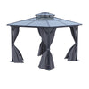 3x3.6m Dual-Roof Iron-Aluminum Gazebo w/Netting&Curtains Shelter Outdoor Pergola