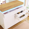 Sideboard LED High Gloss White Storage Display Cabinet with 2 Doors & 3 Drawers