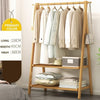 Bamboo Folding Clothes Rail 2 Tiers Hooks Bags Coat Stand Hanger Hallway Bedroom