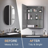 LED Bathroom Mirror Cabinet with Shaver Socket Demister Sensor Lights 600/ 700mm