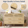 Chests of Drawers Rattan Sideboard Storage Cabinet with 6 Drawers, Oak