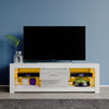 Modern 120cm TV Unit Cabinet Stand 2 Drawer High Gloss Front with RGB LED Lights