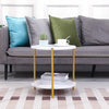 Marble Effect 2-Tier End Table Sofa Side Tables for Living Room Bedside Table