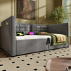 3ft Single Daybed with Hydraulic Storage Upholstered Ottoman Gas Lift Bed, Grey