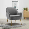 Velvet Armchair Oyster Wing Back Tub Chair Accent Leisure Sofa Seat Metal Legs