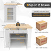 Kitchen Island Storage Cupboard W/ Drop Leaf Countertop Side Racks White