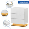 LED Light 3 Drawers Bedside Table High Gloss Cabinet Side End Table Living Room