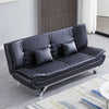 190cm Leather 3 Seater Black Sofa Bed Sleeper Couch Sofabed Settee Recliner Beds