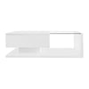 LED Wooden Glass Coffee Table with Drawer Storage for Living Room, White