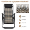 Set of 2 Zero Gravity Chairs Rattan Folding Sun Lounger Reclining Chair W/Pillow
