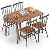 5-Piece Dining Table Set for Kitchen Table & 4 Chairs w/ Metal Frame Walnut