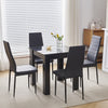 Small Space Dining Set 5Pcs Square Dining Table+ 4 Dining Chair Set Black Wooden